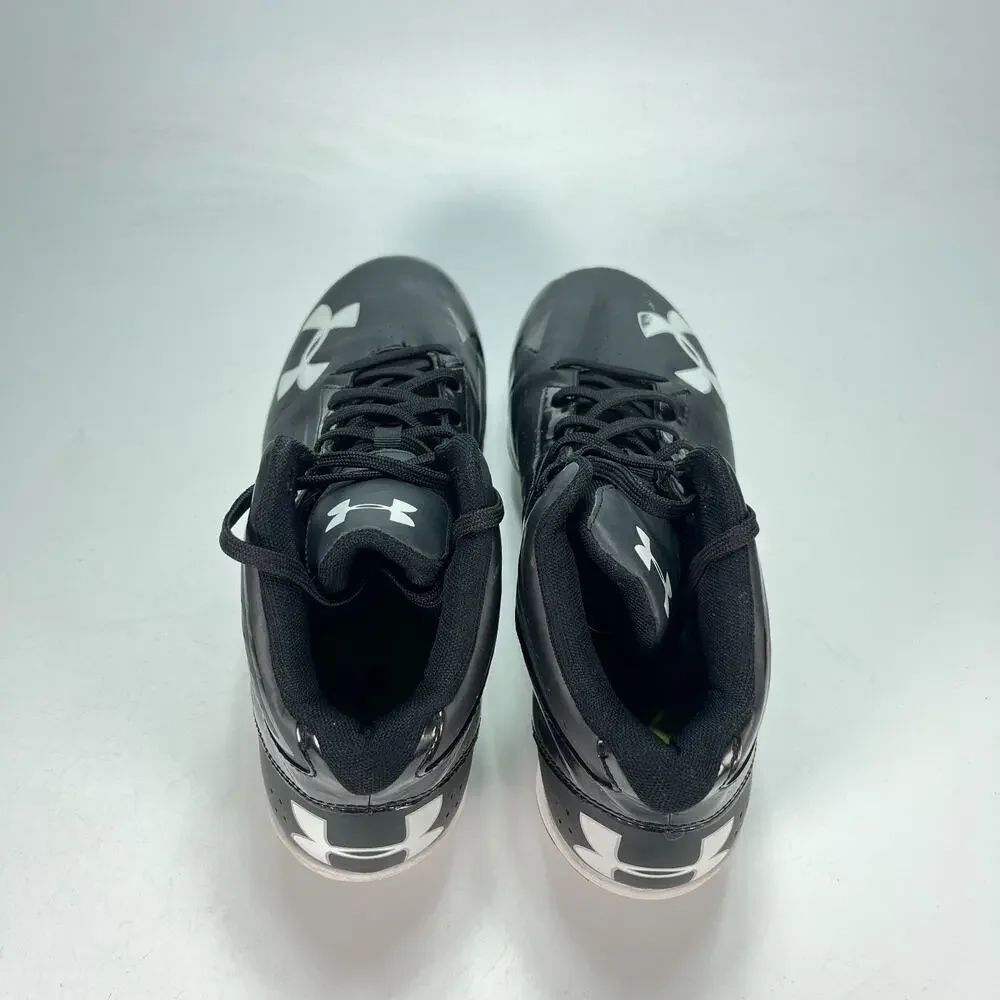 Under Armour Saber Mid Black White Football Cleats 1258023-001 Men's Size 10